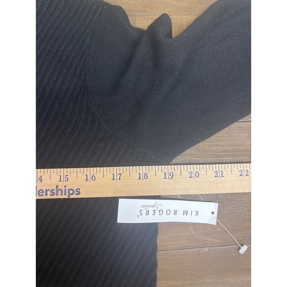 Kim Rogers Black Ribbed Long Sleeve Sweater S Womens Pullover - Picture 5 of 5